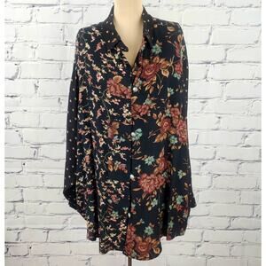 Marla Duran Blouse Womens 3x Rare Floral Pleated Polkadot Boho Funky Fairycore